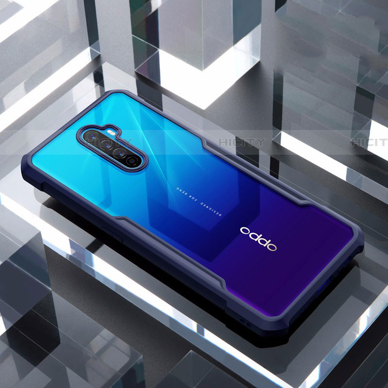 Coque Rebord Contour Silicone et Vitre Transparente Miroir Housse Etui pour Oppo Reno Ace Plus