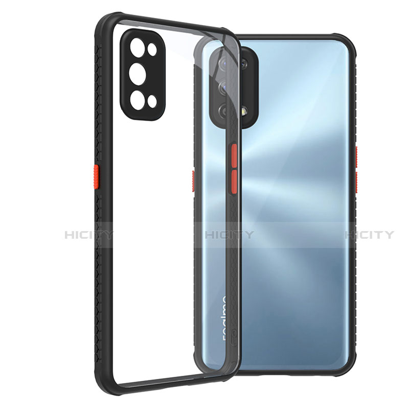 Coque Rebord Contour Silicone et Vitre Transparente Miroir Housse Etui pour Realme 7 Pro Noir Plus