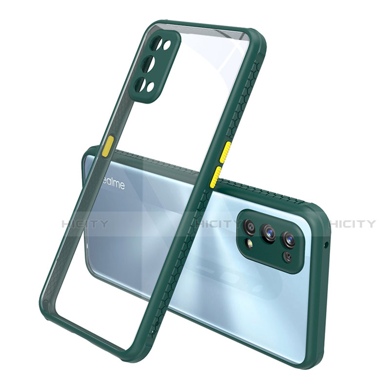 Coque Rebord Contour Silicone et Vitre Transparente Miroir Housse Etui pour Realme 7 Pro Vert Nuit Plus