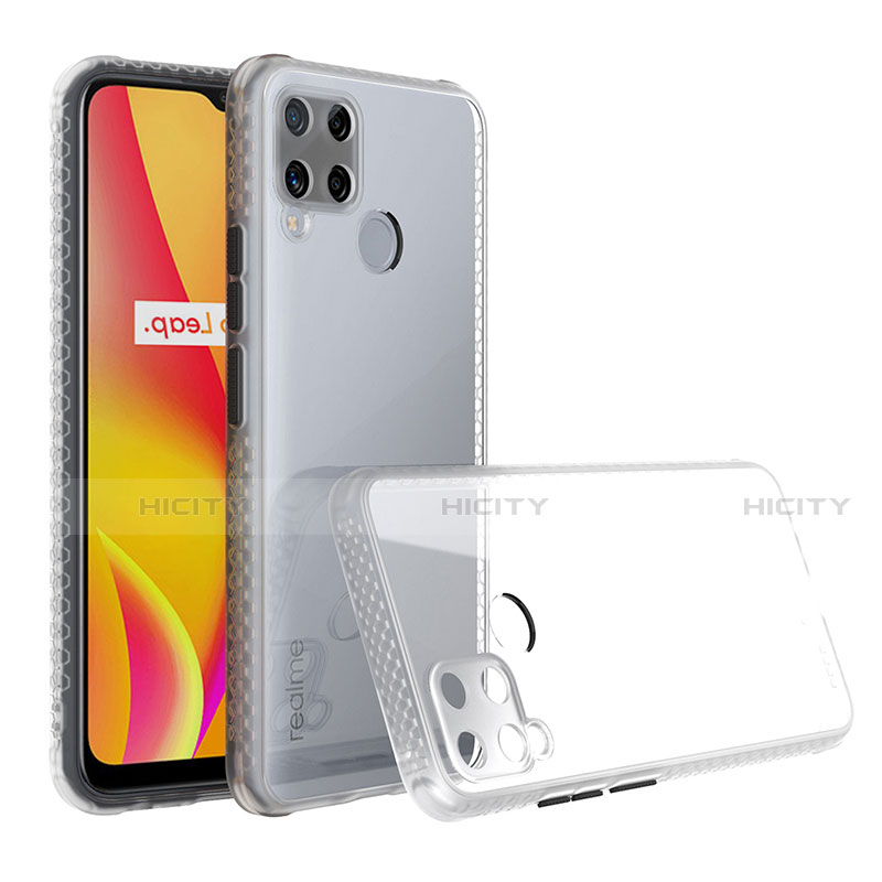 Coque Rebord Contour Silicone et Vitre Transparente Miroir Housse Etui pour Realme C15 Clair Plus