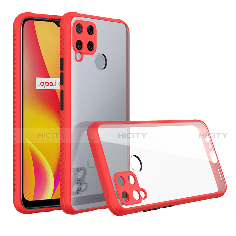 Coque Rebord Contour Silicone et Vitre Transparente Miroir Housse Etui pour Realme C15 Plus