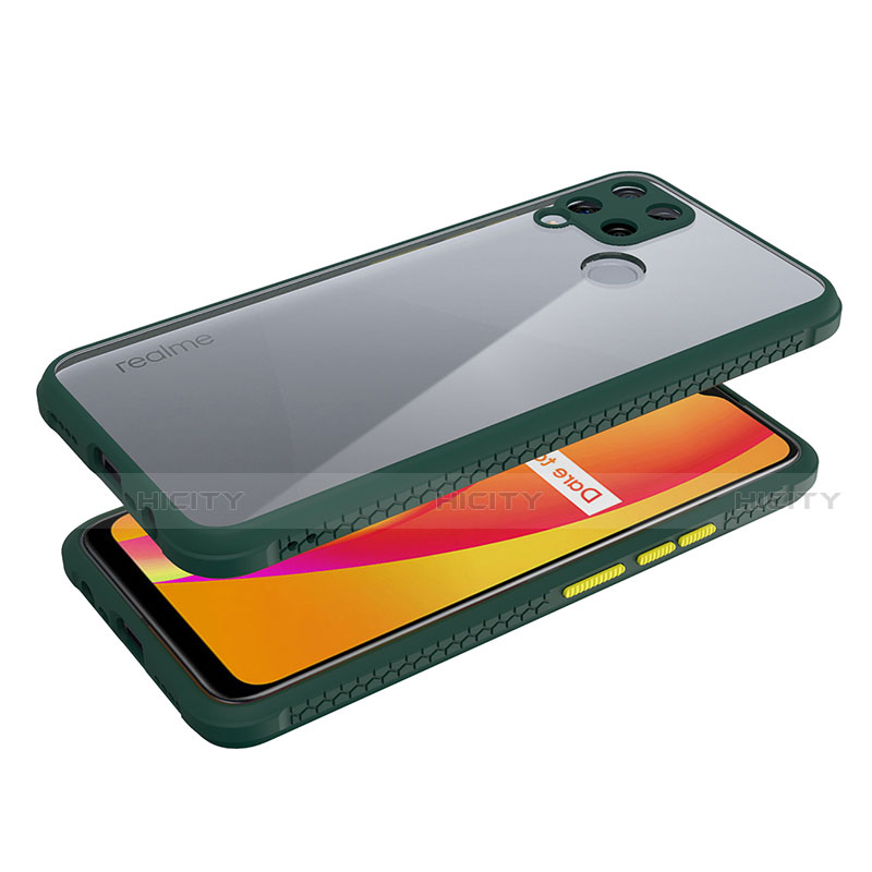 Coque Rebord Contour Silicone et Vitre Transparente Miroir Housse Etui pour Realme C15 Plus