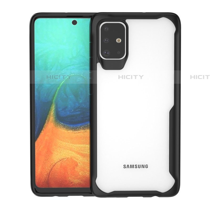 Coque Rebord Contour Silicone et Vitre Transparente Miroir Housse Etui pour Samsung Galaxy A71 5G Noir Plus