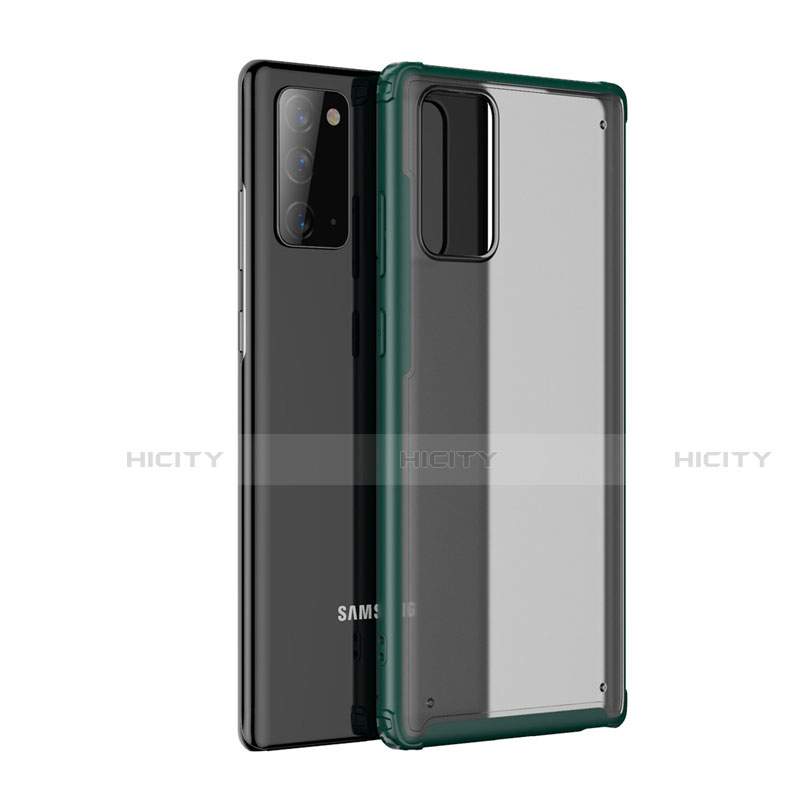 Coque Rebord Contour Silicone et Vitre Transparente Miroir Housse Etui pour Samsung Galaxy Note 20 Plus 5G Vert Plus