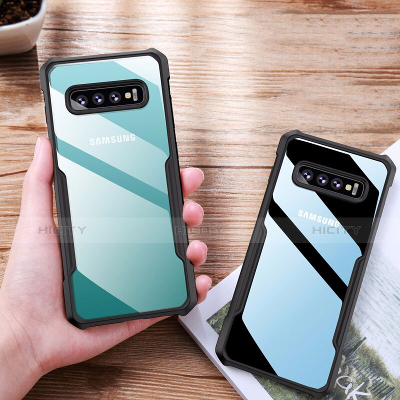 Coque Rebord Contour Silicone et Vitre Transparente Miroir Housse Etui pour Samsung Galaxy S10 Plus