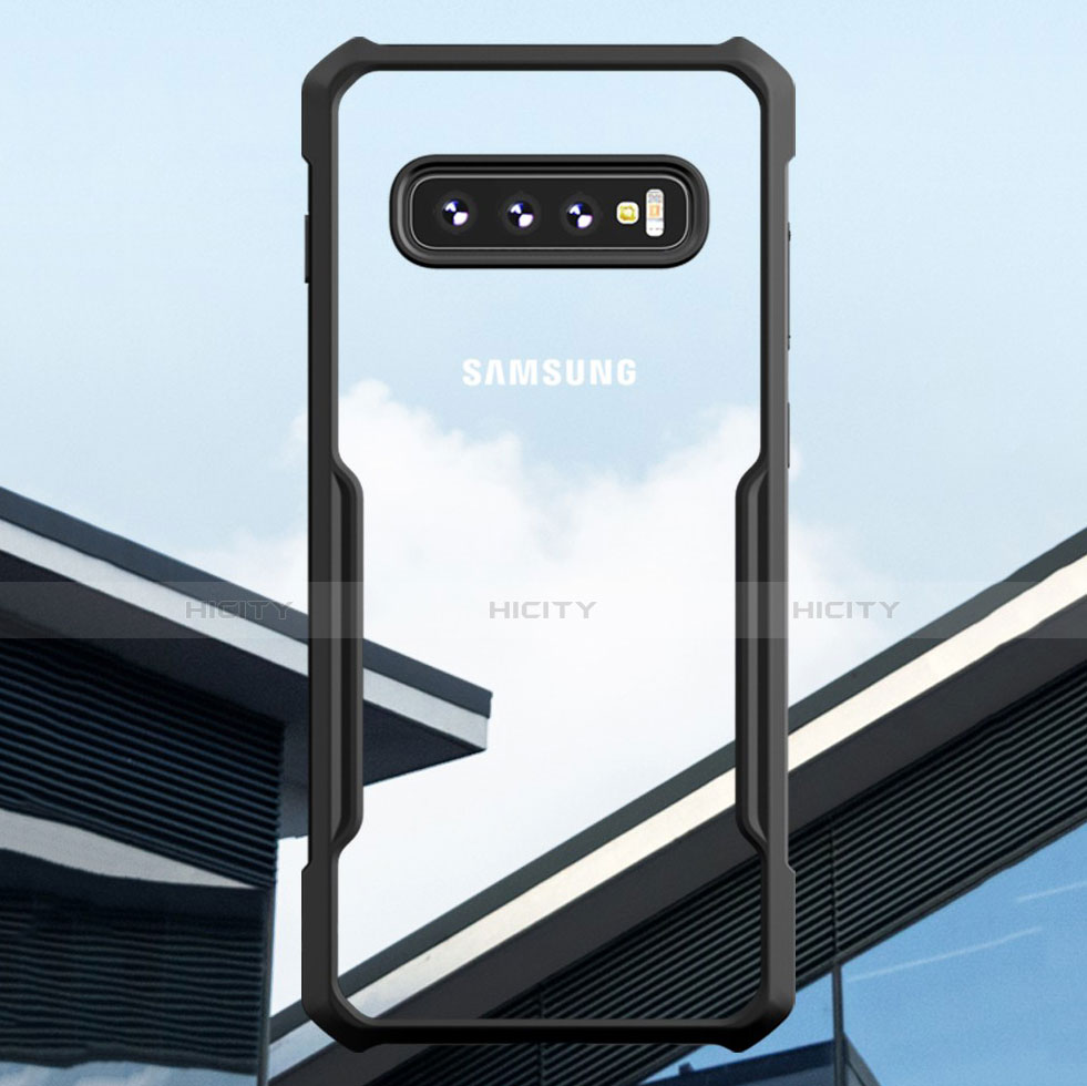 Coque Rebord Contour Silicone et Vitre Transparente Miroir Housse Etui pour Samsung Galaxy S10 Plus