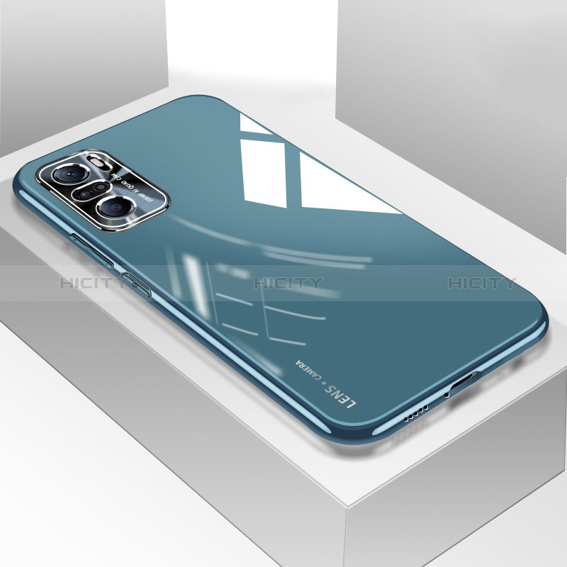 Coque Rebord Contour Silicone et Vitre Transparente Miroir Housse Etui pour Xiaomi Mi 11i 5G Bleu Plus