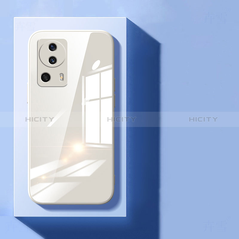 Coque Rebord Contour Silicone et Vitre Transparente Miroir Housse Etui pour Xiaomi Mi 12 Lite NE 5G Blanc Plus