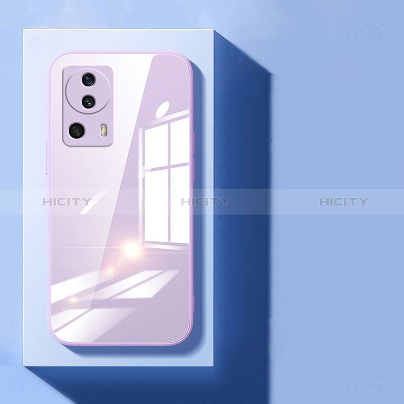 Coque Rebord Contour Silicone et Vitre Transparente Miroir Housse Etui pour Xiaomi Mi 12 Lite NE 5G Violet Plus