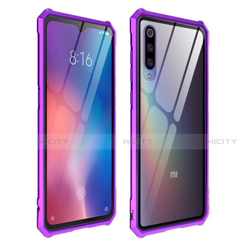 Coque Rebord Contour Silicone et Vitre Transparente Miroir Housse Etui pour Xiaomi Mi 9 Lite Violet Plus