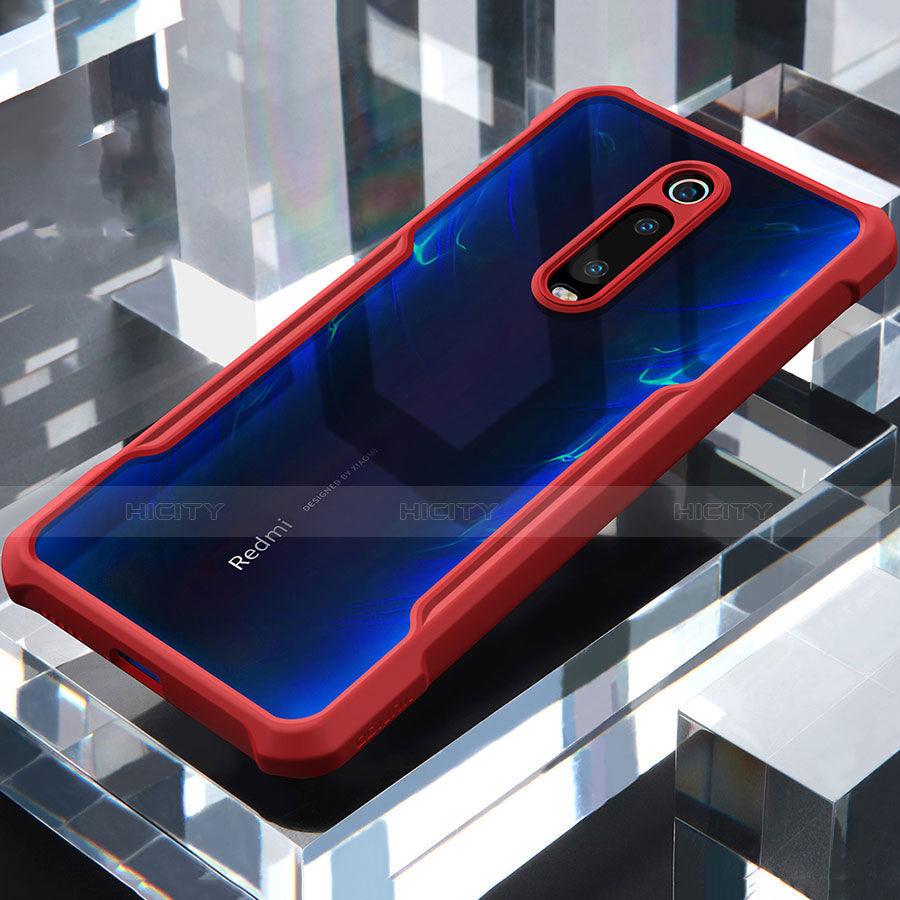 Coque Rebord Contour Silicone et Vitre Transparente Miroir Housse Etui pour Xiaomi Mi 9T Rouge Plus