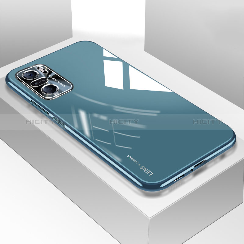 Coque Rebord Contour Silicone et Vitre Transparente Miroir Housse Etui pour Xiaomi Poco F3 5G Bleu Plus