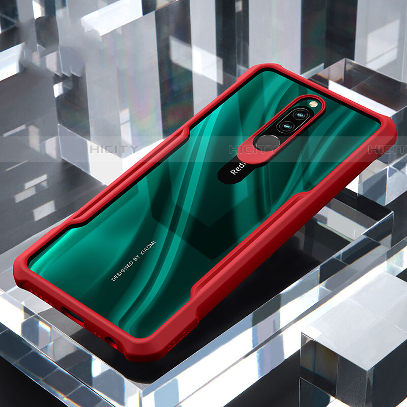 Coque Rebord Contour Silicone et Vitre Transparente Miroir Housse Etui pour Xiaomi Redmi 8 Plus