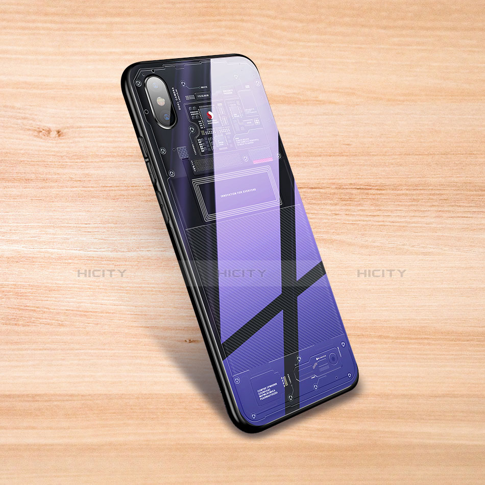 Coque Rebord Contour Silicone et Vitre Transparente Miroir Housse Etui S01 pour Xiaomi Mi 8 Pro Global Version Noir Plus