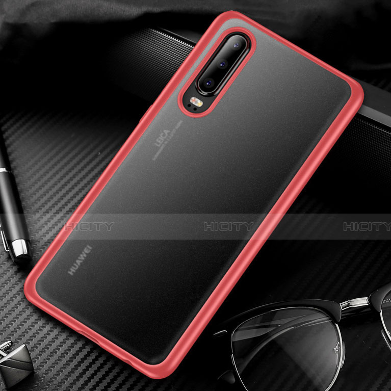 Coque Rebord Contour Silicone et Vitre Transparente Miroir Housse Etui T01 pour Huawei P30 Rouge Plus