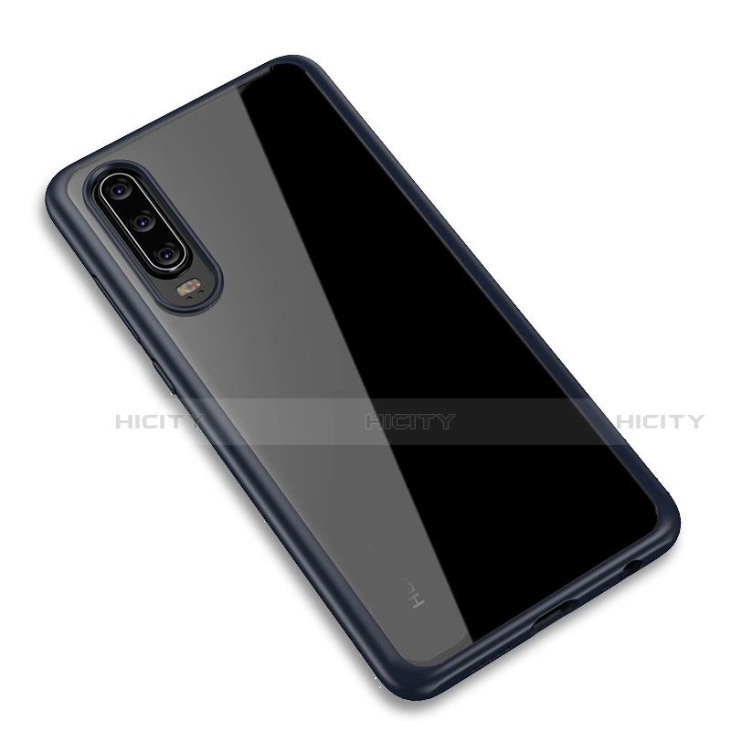 Coque Rebord Contour Silicone et Vitre Transparente Miroir Housse Etui T03 pour Huawei P30 Bleu Plus