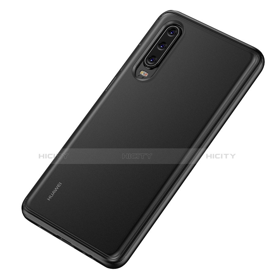 Coque Rebord Contour Silicone et Vitre Transparente Miroir Housse Etui T04 pour Huawei P30 Noir Plus