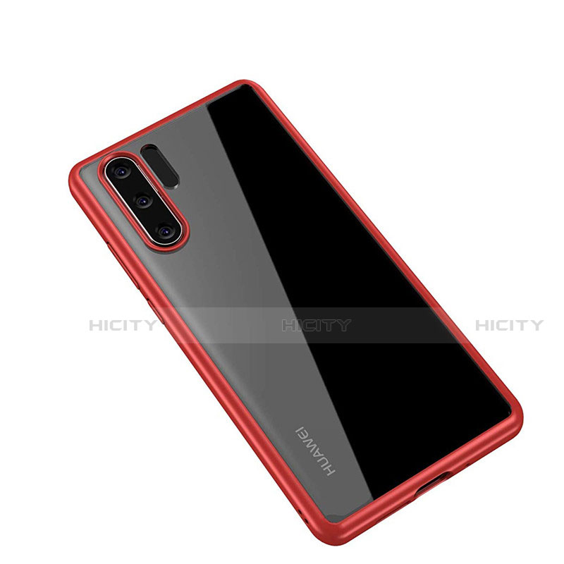 Coque Rebord Contour Silicone et Vitre Transparente Miroir Housse Etui Z01 pour Huawei P30 Pro New Edition Rouge Plus