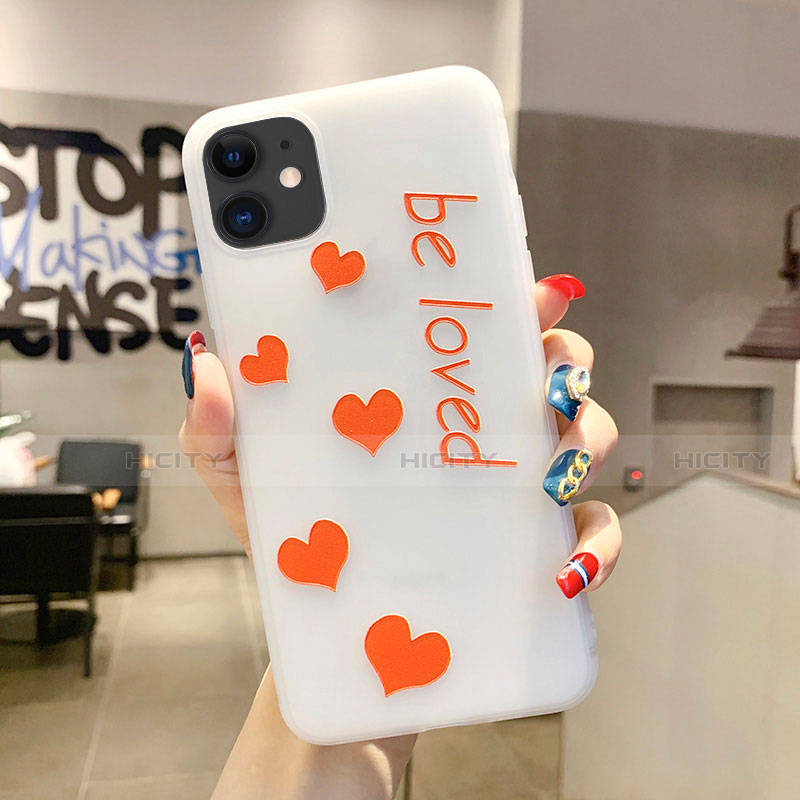 Coque Silicone Amour Coeur Souple Couleur Unie Etui Housse S02 pour Apple iPhone 11 Orange Plus