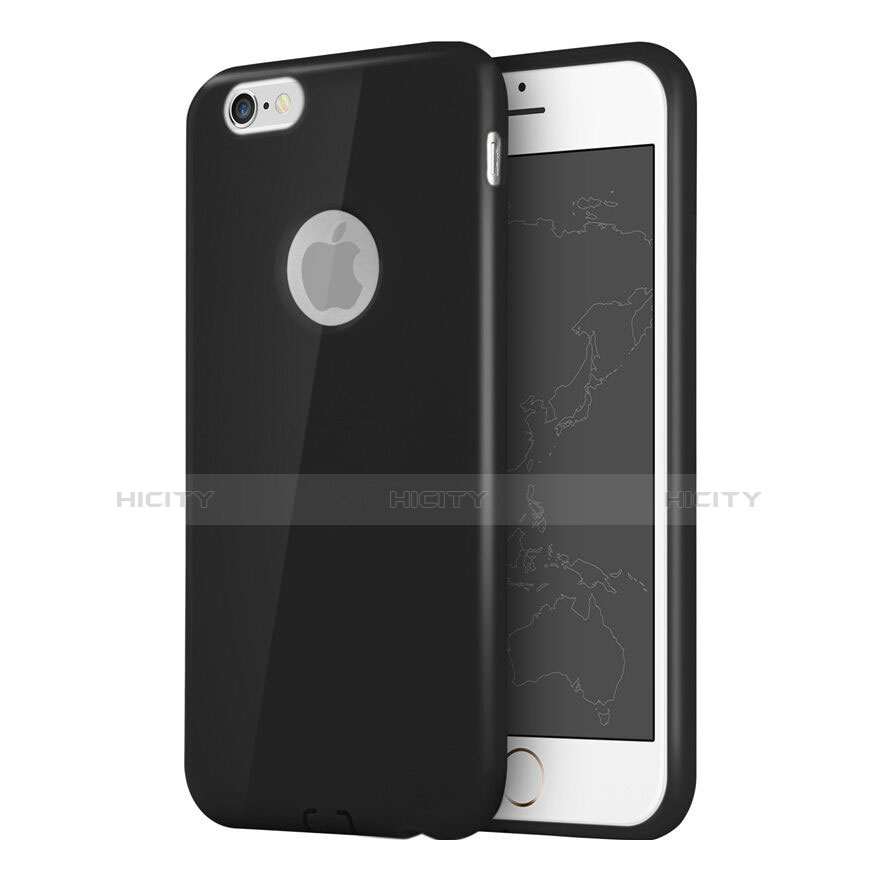 Coque Silicone avec Trou Souple Couleur Unie pour Apple iPhone 6 Noir Plus