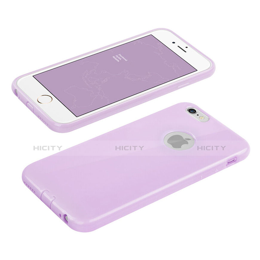 Coque Silicone avec Trou Souple Couleur Unie pour Apple iPhone 6 Violet Plus