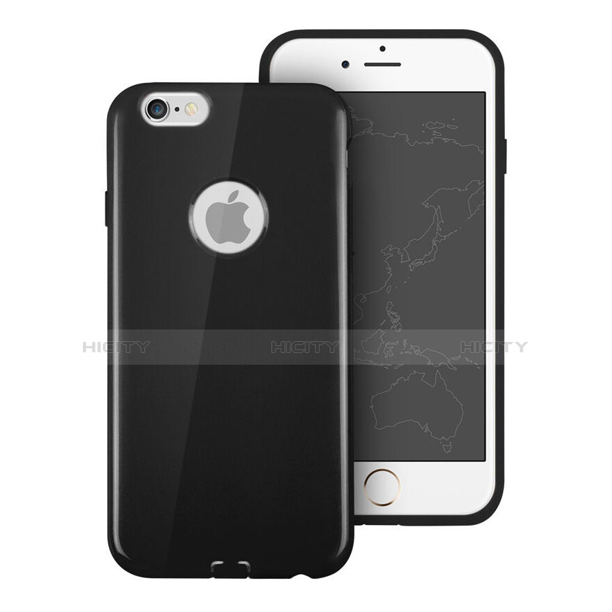 Coque Silicone avec Trou Souple Couleur Unie pour Apple iPhone 6S Plus Noir Plus