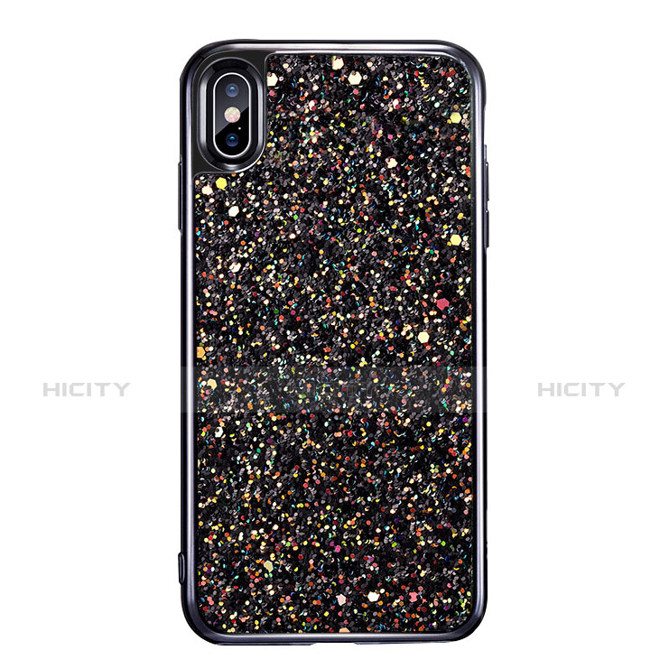 Coque Silicone Bling Bling Souple Couleur Unie pour Apple iPhone X Noir Plus