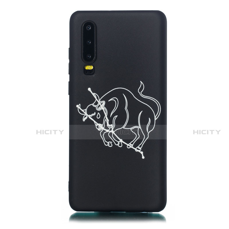 Coque Silicone Constellation Souple Couleur Unie Etui Housse S02 pour Huawei P30 Noir Plus