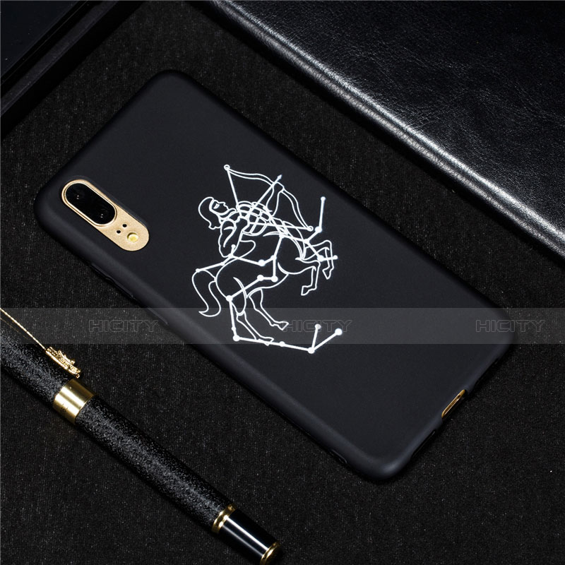 Coque Silicone Constellation Souple Couleur Unie Etui Housse S03 pour Huawei P20 Noir Plus