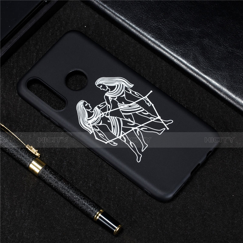 Coque Silicone Constellation Souple Couleur Unie Etui Housse S04 pour Huawei P30 Lite XL Noir Plus