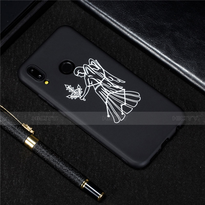 Coque Silicone Constellation Souple Couleur Unie Etui Housse S06 pour Huawei Nova 3e Noir Plus