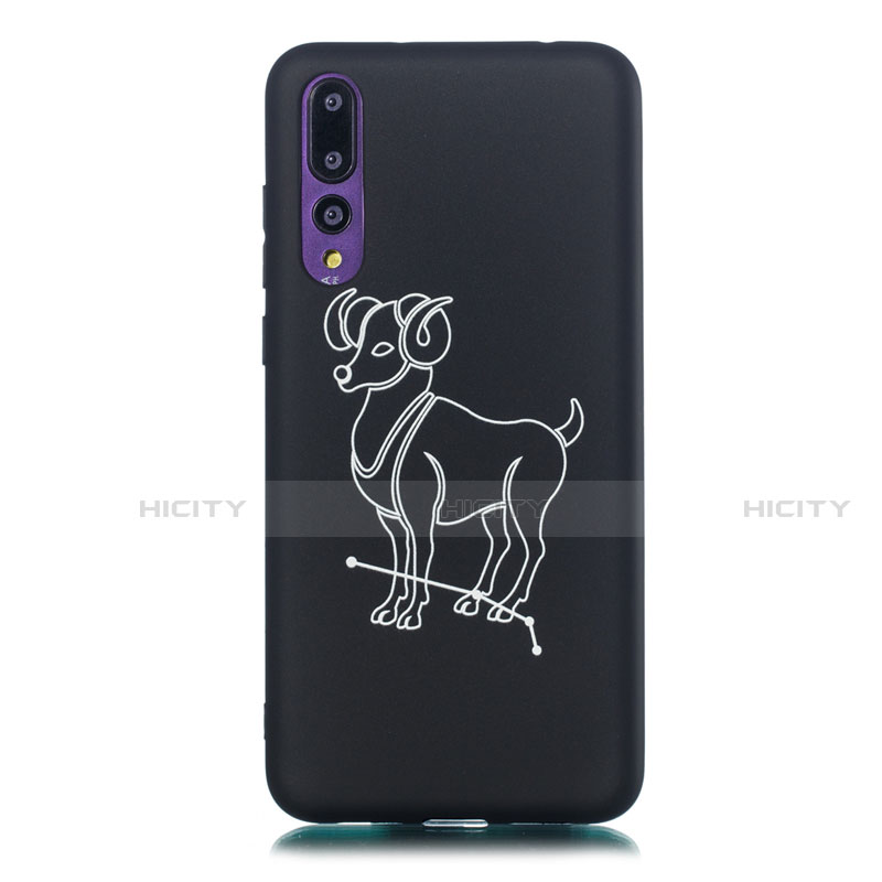 Coque Silicone Constellation Souple Couleur Unie Etui Housse S06 pour Huawei P20 Pro Noir Plus