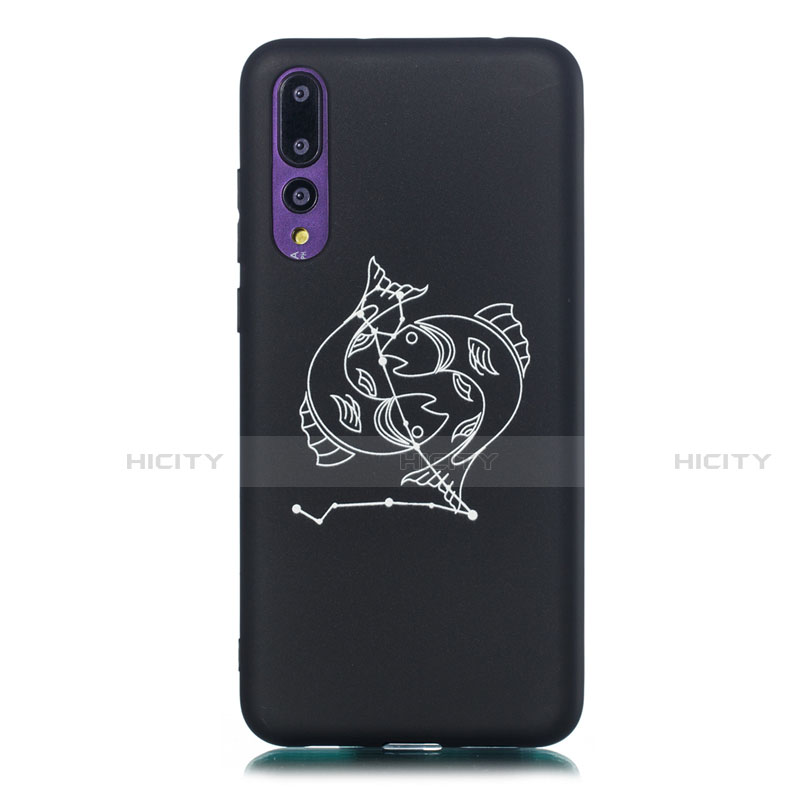 Coque Silicone Constellation Souple Couleur Unie Etui Housse S07 pour Huawei P20 Pro Noir Plus