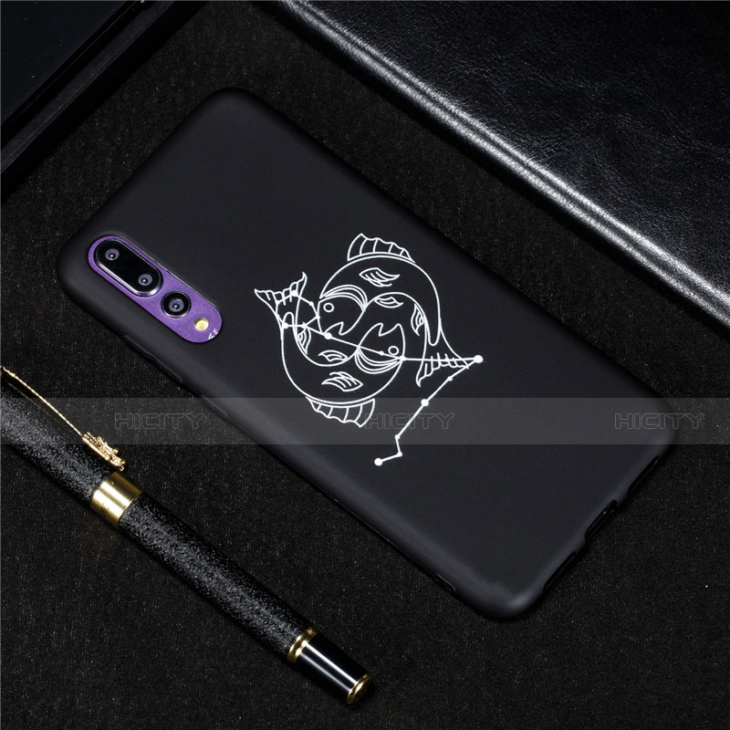 Coque Silicone Constellation Souple Couleur Unie Etui Housse S07 pour Huawei P20 Pro Noir Plus