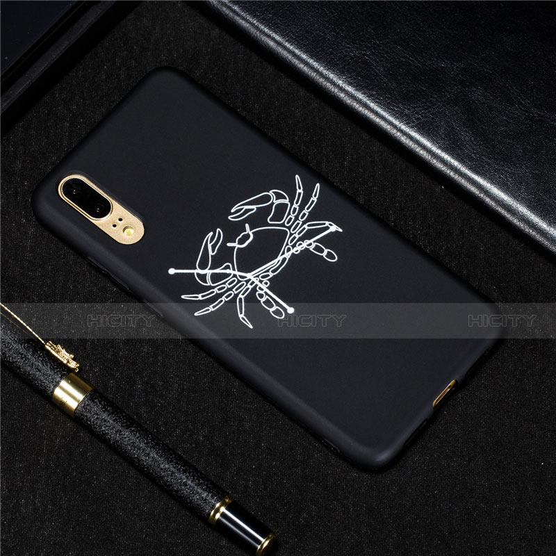 Coque Silicone Constellation Souple Couleur Unie Etui Housse S08 pour Huawei P20 Noir Plus