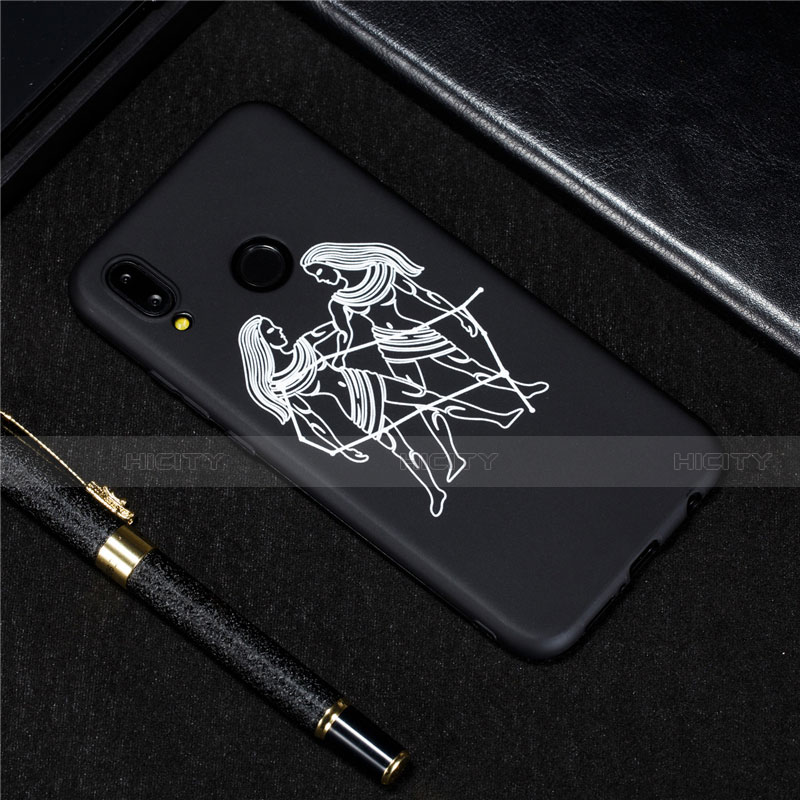 Coque Silicone Constellation Souple Couleur Unie Etui Housse S09 pour Huawei P20 Lite Noir Plus