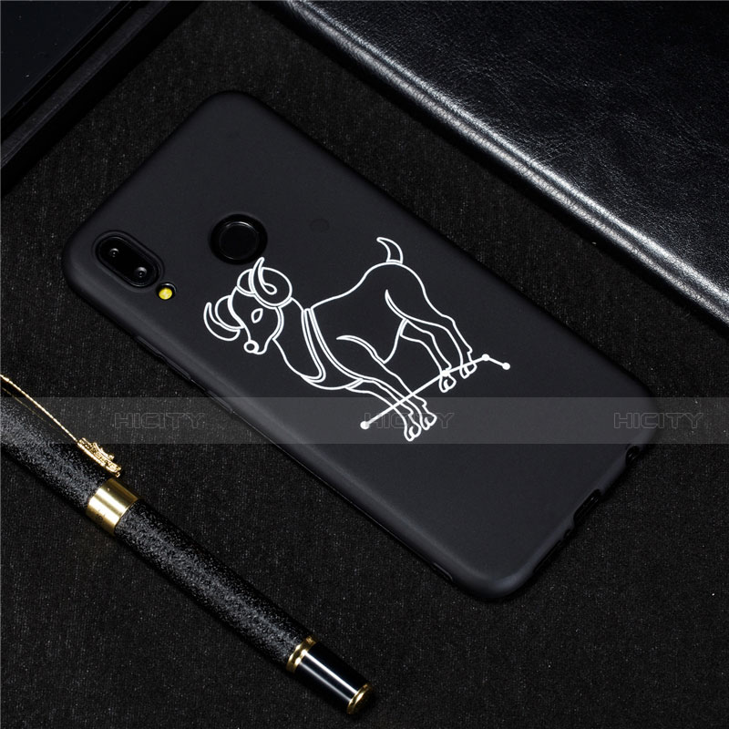 Coque Silicone Constellation Souple Couleur Unie Etui Housse S11 pour Huawei Nova 3e Noir Plus