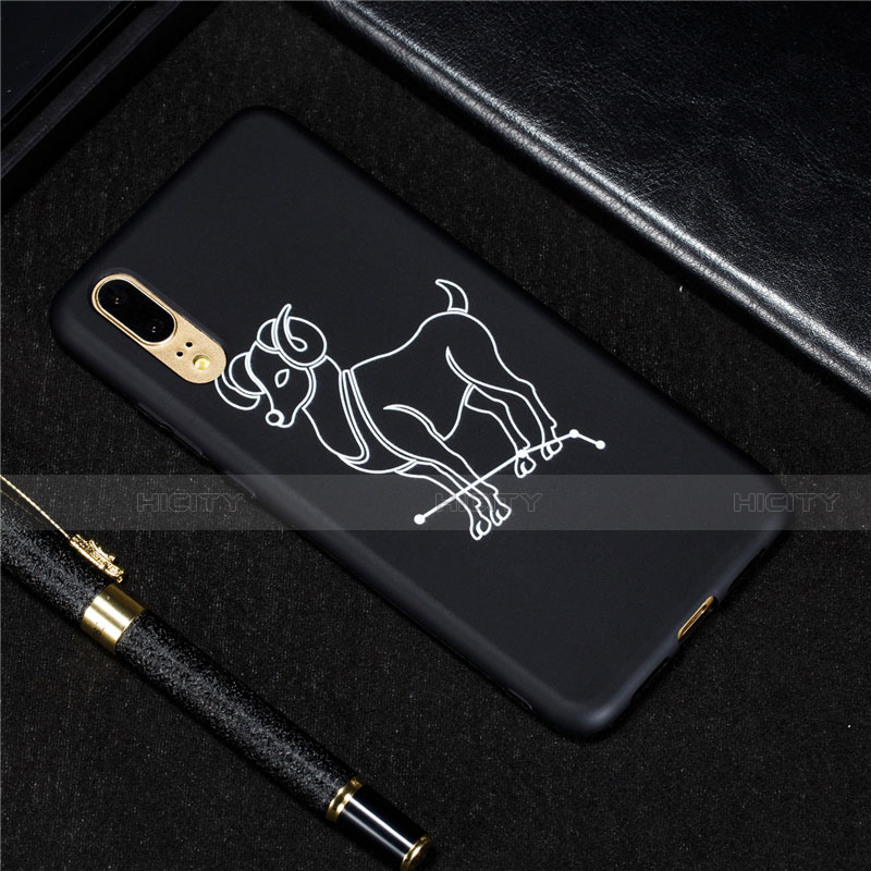 Coque Silicone Constellation Souple Couleur Unie Etui Housse S11 pour Huawei P20 Noir Plus