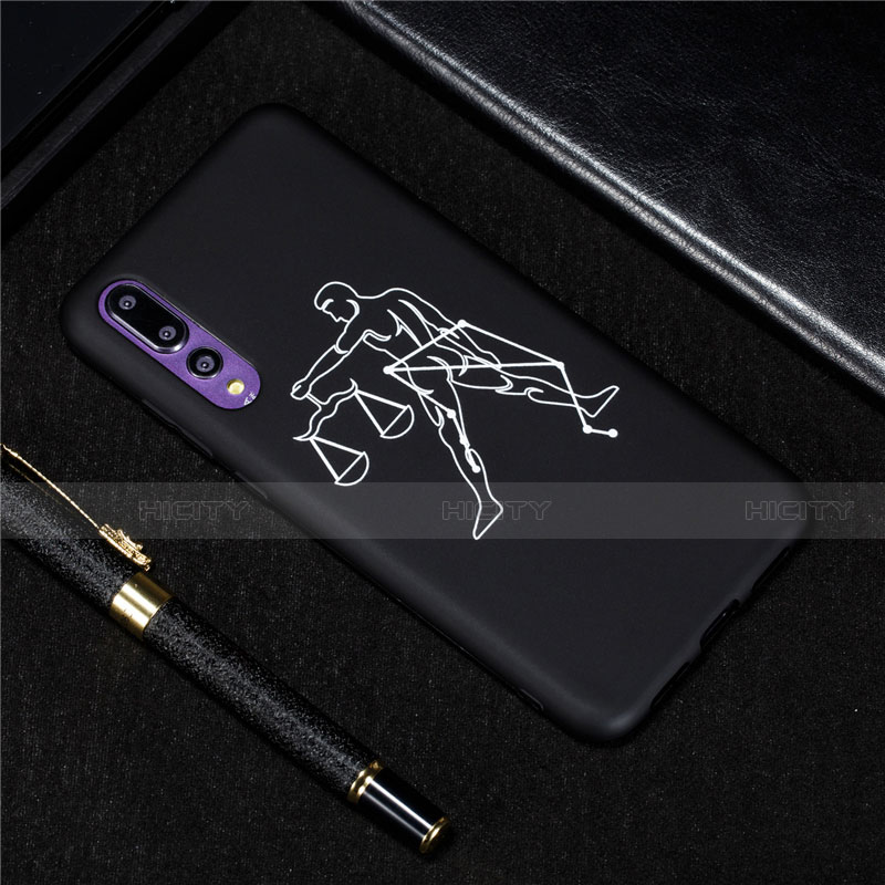 Coque Silicone Constellation Souple Couleur Unie Etui Housse S12 pour Huawei P20 Pro Noir Plus