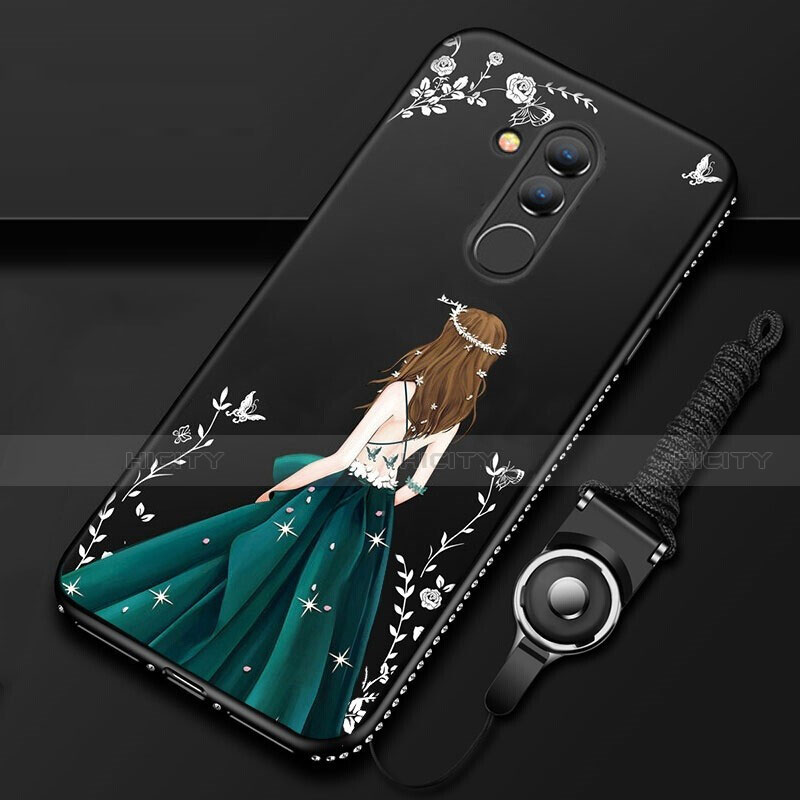 Coque Silicone Dos de Fille Souple Couleur Unie Etui Housse H01 pour Huawei Mate 20 Lite Noir Plus