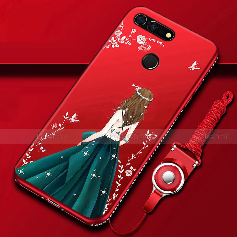 Coque Silicone Dos de Fille Souple Couleur Unie Etui Housse K01 pour Huawei Honor View 20 Mixte Plus