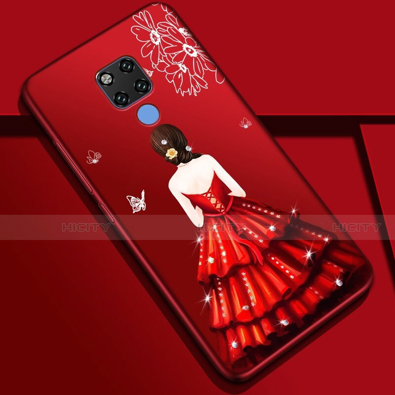 Coque Silicone Dos de Fille Souple Couleur Unie Etui Housse K01 pour Huawei Mate 20 Rouge Plus