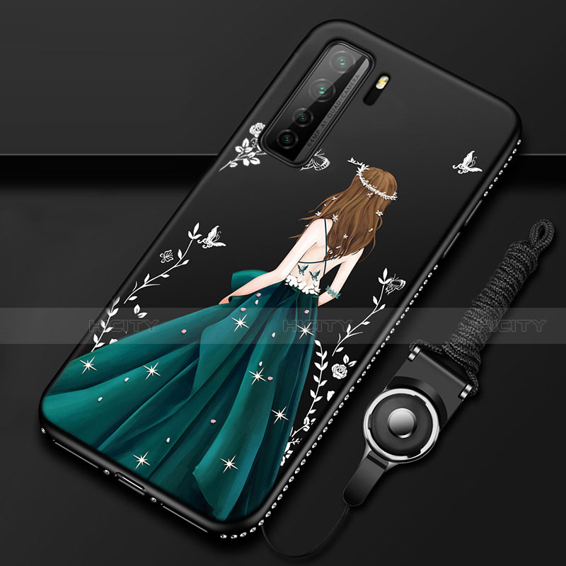 Coque Silicone Dos de Fille Souple Couleur Unie Etui Housse K01 pour Huawei Nova 7 SE 5G Vert Plus