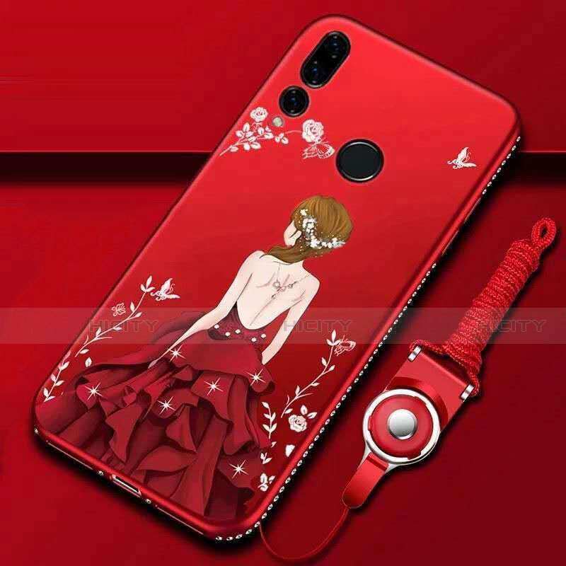Coque Silicone Dos de Fille Souple Couleur Unie Etui Housse K01 pour Huawei P Smart+ Plus (2019) Rouge Plus