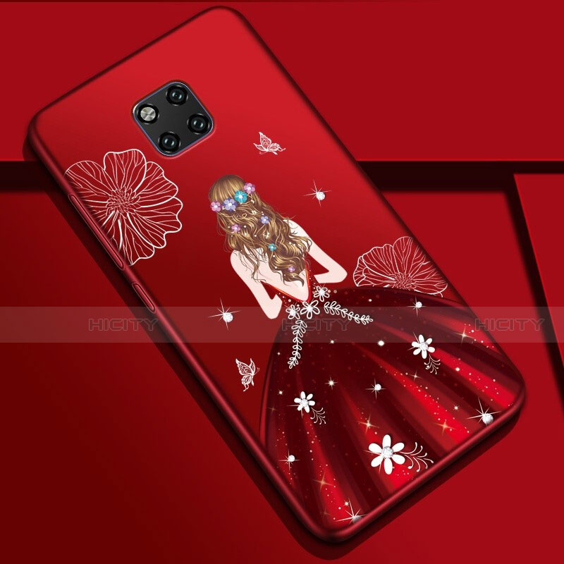 Coque Silicone Dos de Fille Souple Couleur Unie Etui Housse K02 pour Huawei Mate 20 Pro Vin Rouge Plus