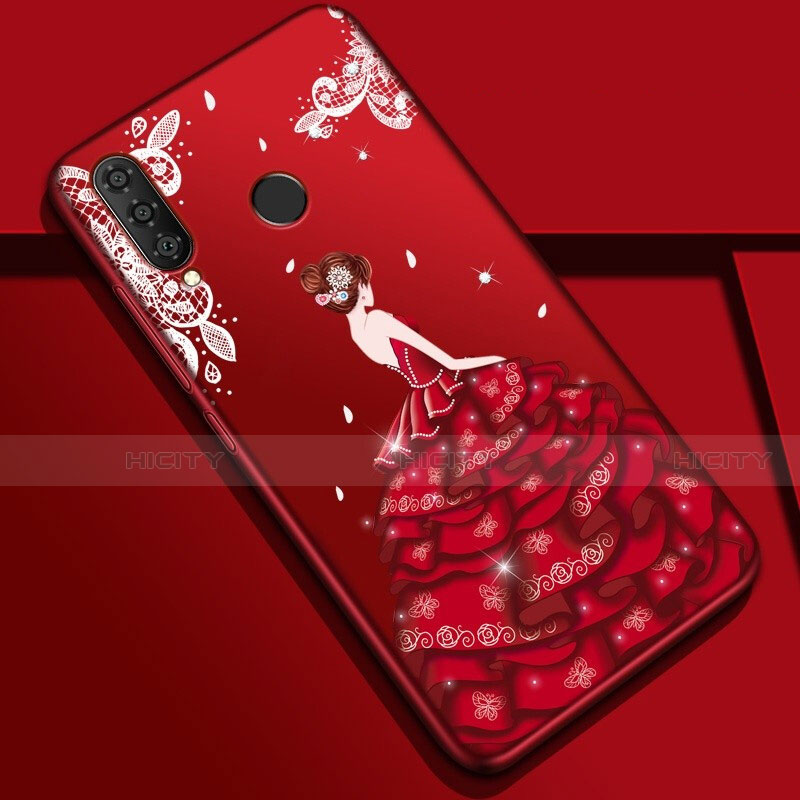 Coque Silicone Dos de Fille Souple Couleur Unie Etui Housse K03 pour Huawei Nova 4e Vin Rouge Plus