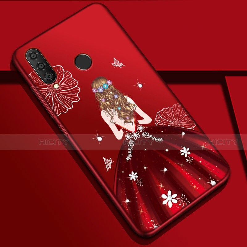 Coque Silicone Dos de Fille Souple Couleur Unie Etui Housse K03 pour Huawei P30 Lite New Edition Rouge Plus