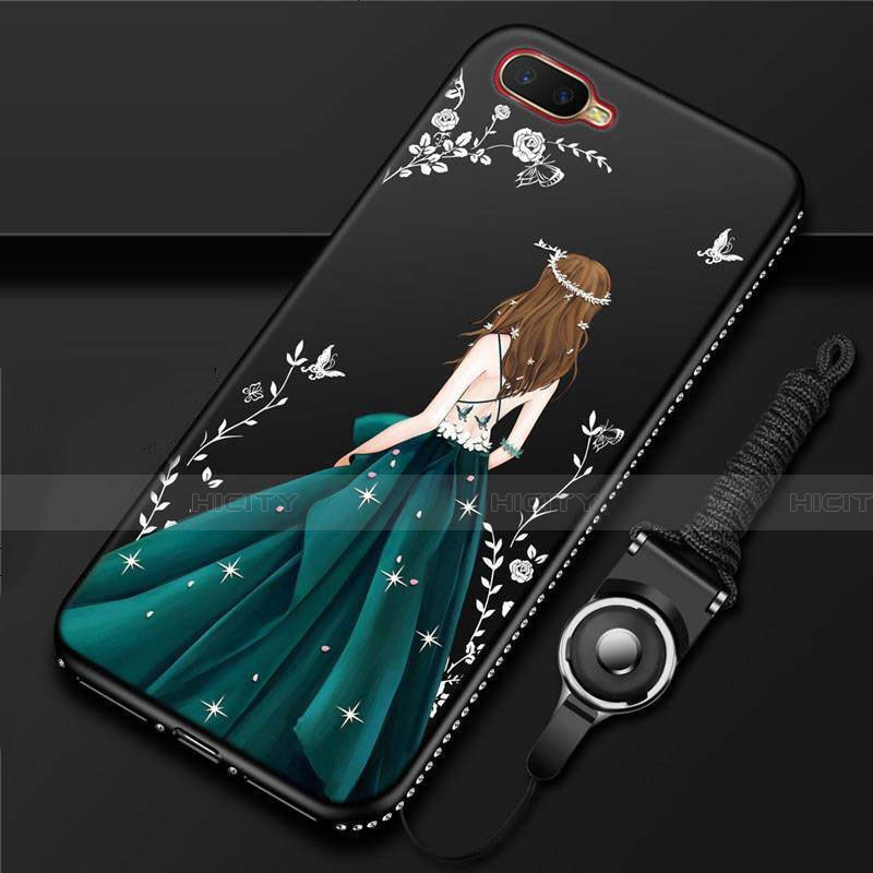 Coque Silicone Dos de Fille Souple Couleur Unie Etui Housse M02 pour Oppo K1 Noir Plus