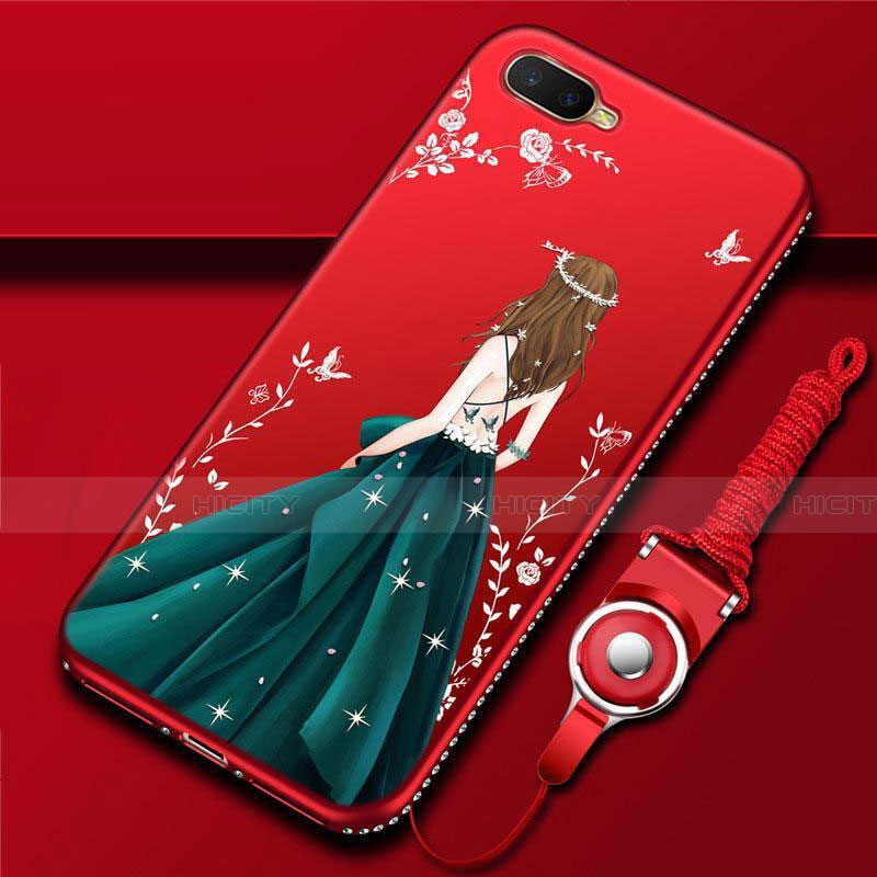 Coque Silicone Dos de Fille Souple Couleur Unie Etui Housse M02 pour Oppo R17 Neo Vert Plus