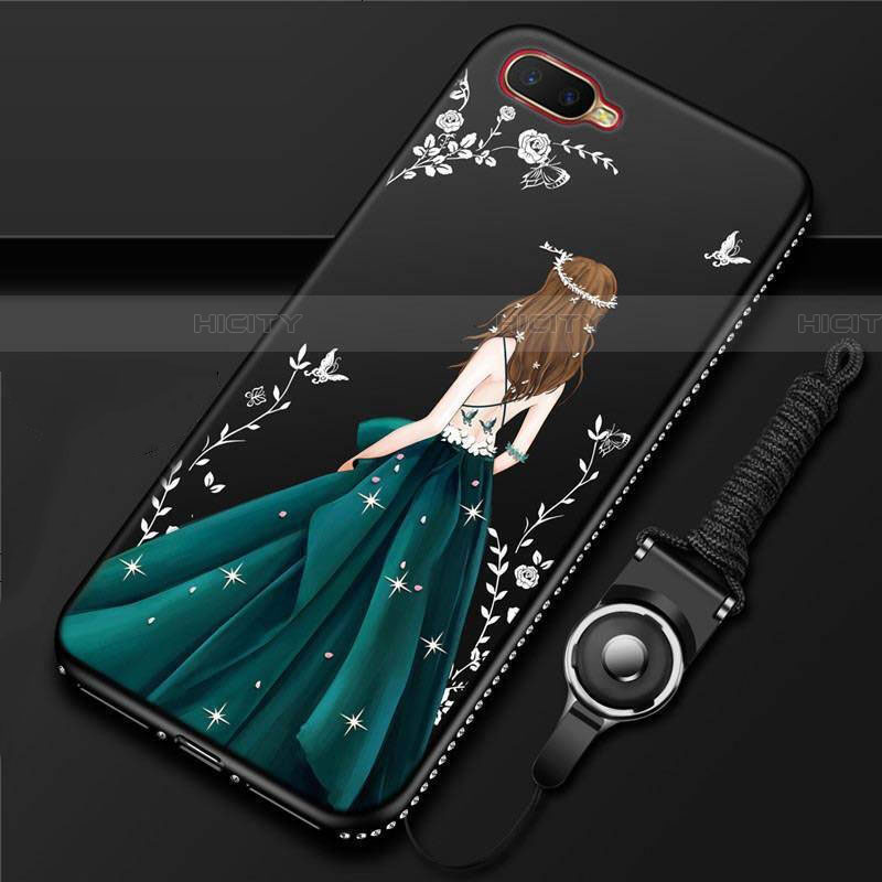 Coque Silicone Dos de Fille Souple Couleur Unie Etui Housse M02 pour Oppo RX17 Neo Noir Plus